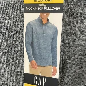 GAP Men's Mock Neck Pullover Knit Sweater Blue-Grey Long Sleeve Casual Active M